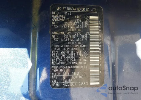 2021 Nissan Rogue S Fwd from USA, damaged, VIN JN8AT3AA8MW013414